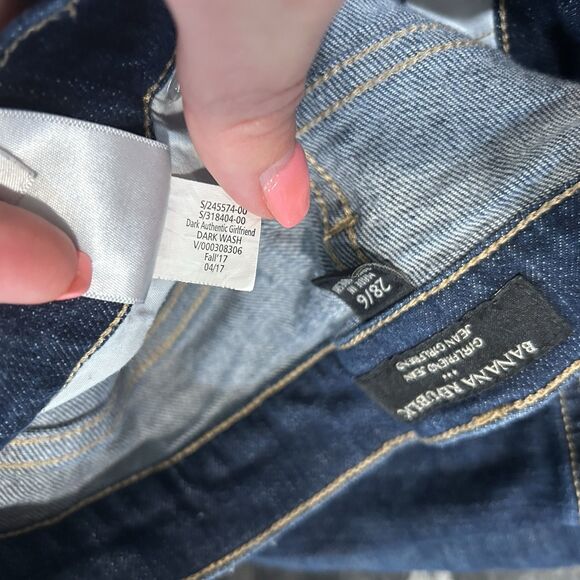 Banana Republic Womens Jeans 28/6 Girlfriend Dark Wash Straight Leg Mid Rise - Picture 9 of 11